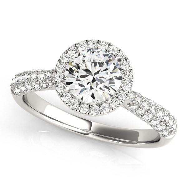 14k White Gold Halo Diamond Engagement Ring