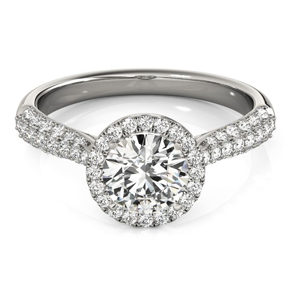 14k White Gold Halo Diamond Engagement Ring