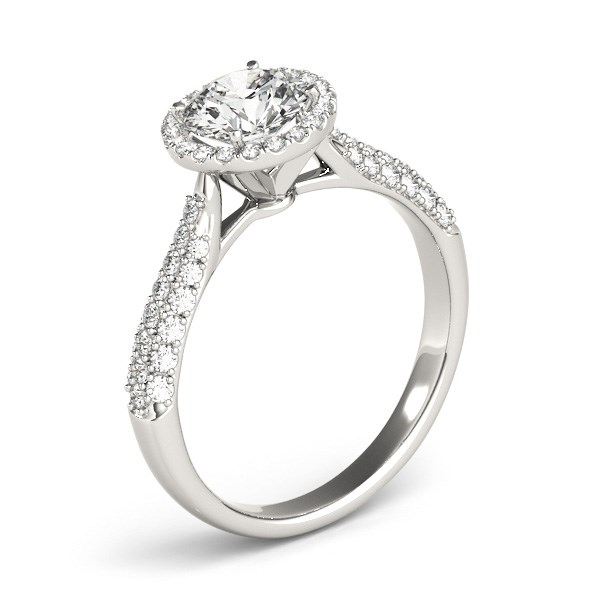 14k White Gold Halo Diamond Engagement Ring