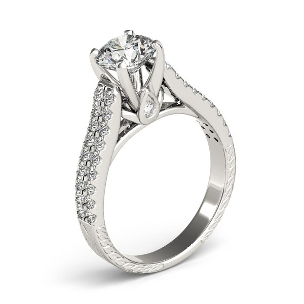 14k White Gold Round Diamond Engagement Ring