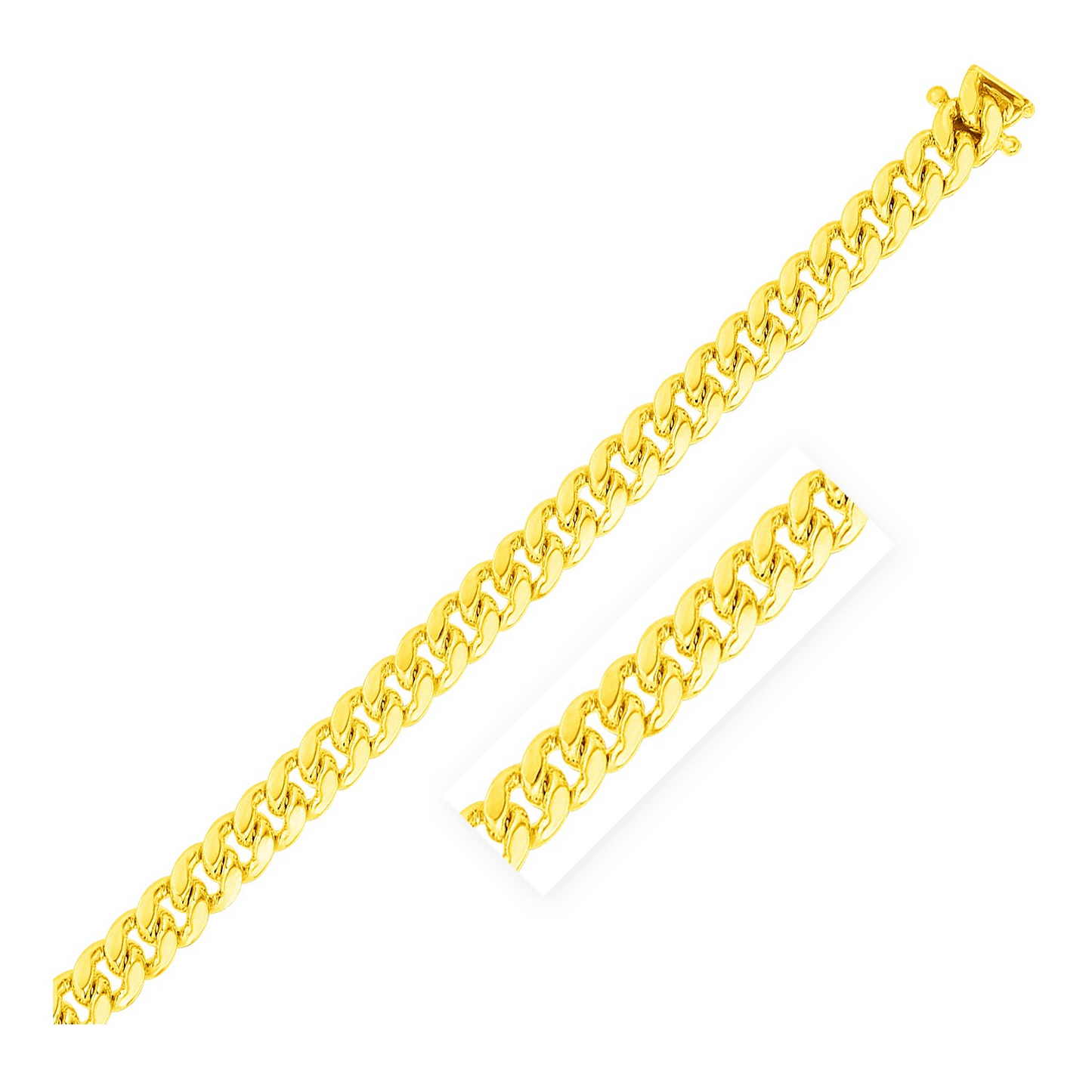 0mm 14k Yellow Gold Classic Miami Cuban Solid Chain