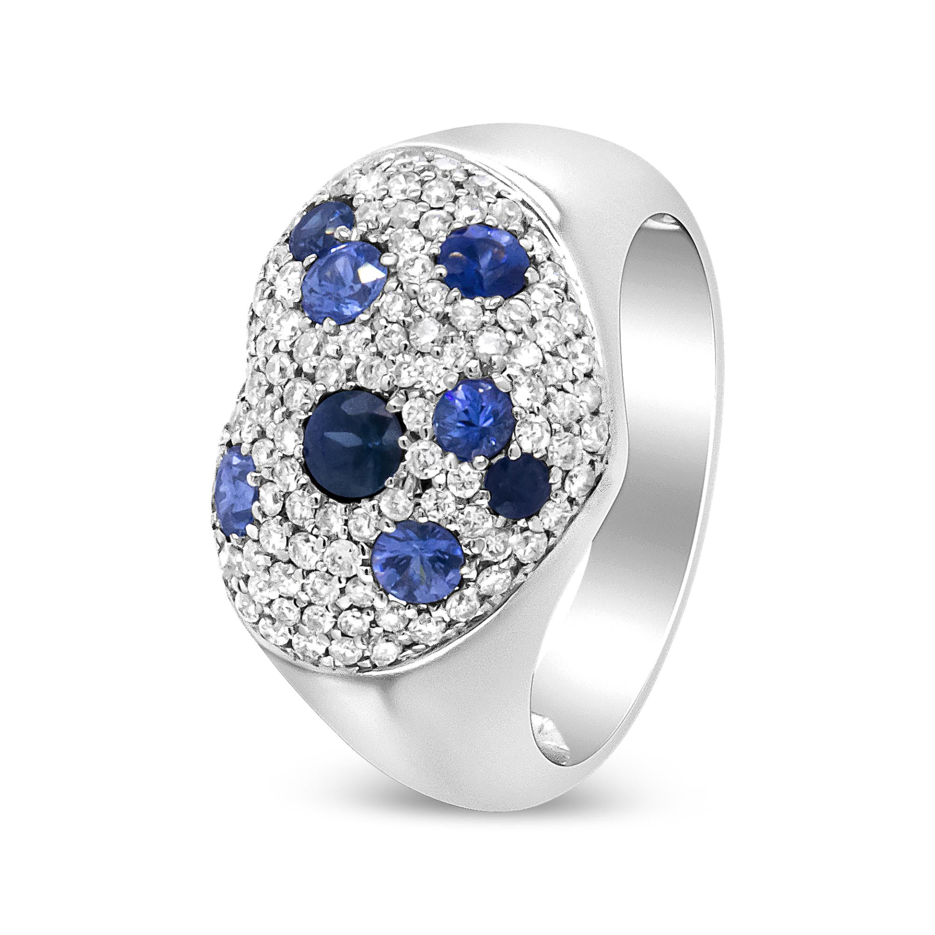 18K White Gold Blue Sapphire