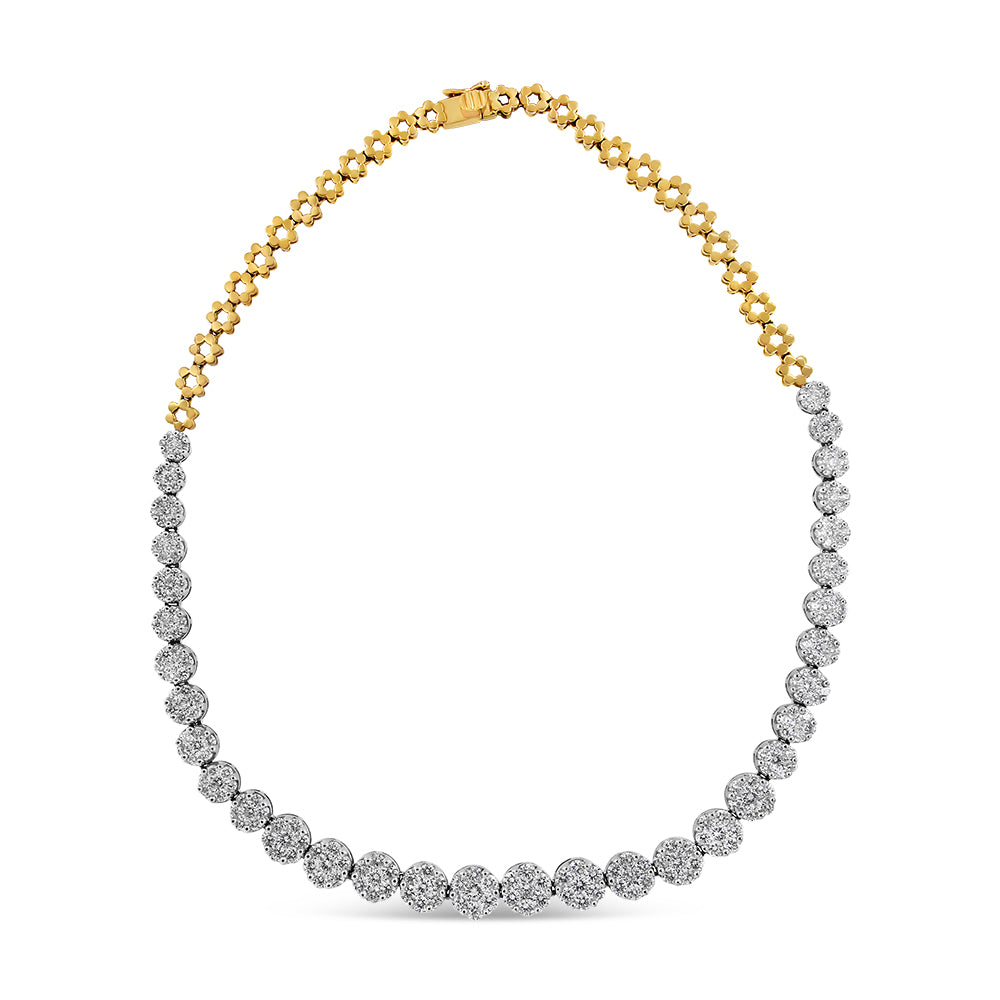 IGI Certified 14K Yellow Gold 14 3/4 cttw Pave Set Round-Cut Diamond Riviera Necklace (