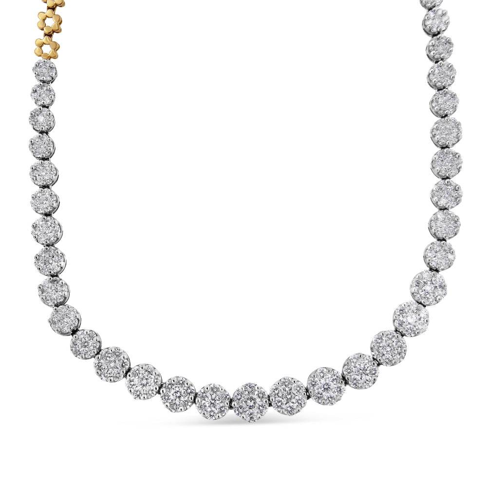 IGI Certified 14K Yellow Gold 14 3/4 cttw Pave Set Round-Cut Diamond Riviera Necklace (