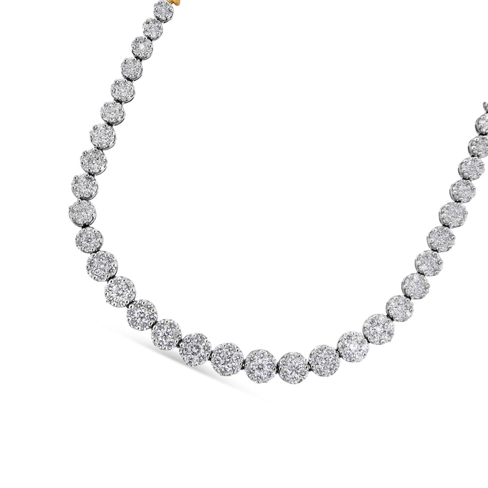 IGI Certified 14K Yellow Gold 14 3/4 cttw Pave Set Round-Cut Diamond Riviera Necklace (