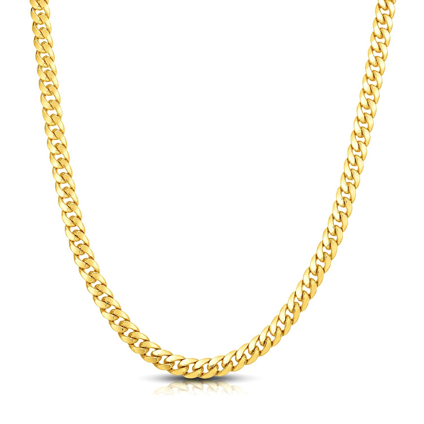 0mm 14k Yellow Gold Classic Miami Cuban Solid Chain