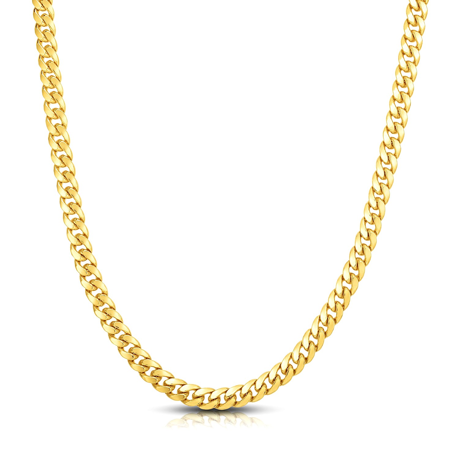 0mm 14k Yellow Gold Classic Miami Cuban Solid Chain