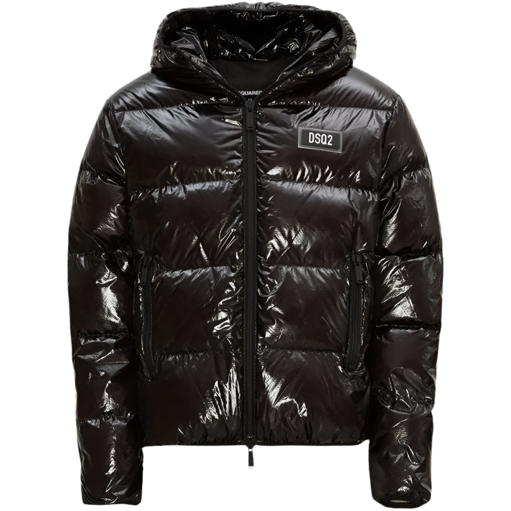 Dsquared2 Patch Logo Shiny Black Down Jacket