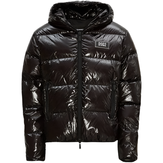 Dsquared2 Patch Logo Shiny Black Down Jacket